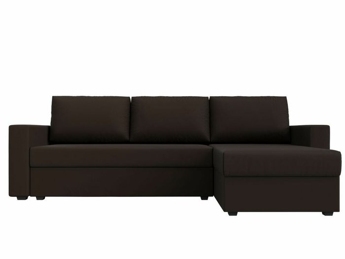 Угловой диван-кровать Траумберг Лайт коричневого цвета правый угол (экокожа) - купить Угловые диваны по цене 25999.0