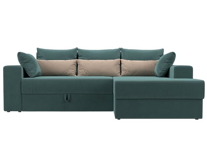 Угловой диван-кровать Мэдисон бирюзово-бежевого цвета правый угол - купить Угловые диваны по цене 41990.0