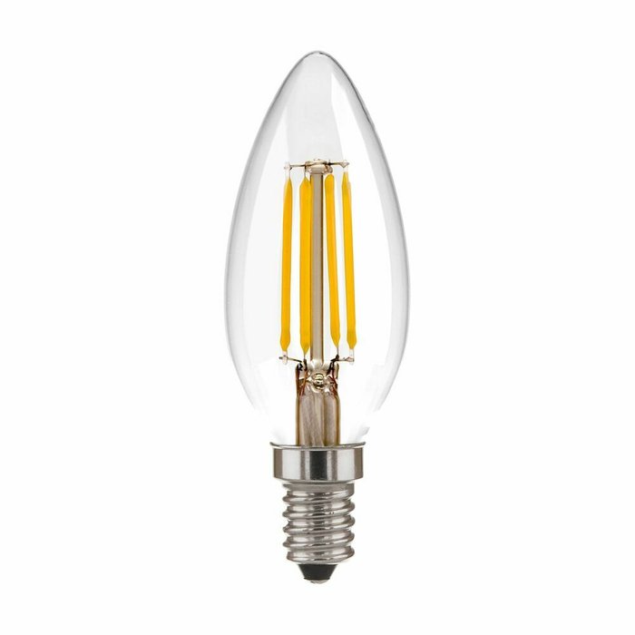 Филаментная светодиодная лампа "Свеча" C35 9W 3300K E14 (CW35 прозрачный) BLE1409 Свеча F - купить Лампочки по цене 210.0