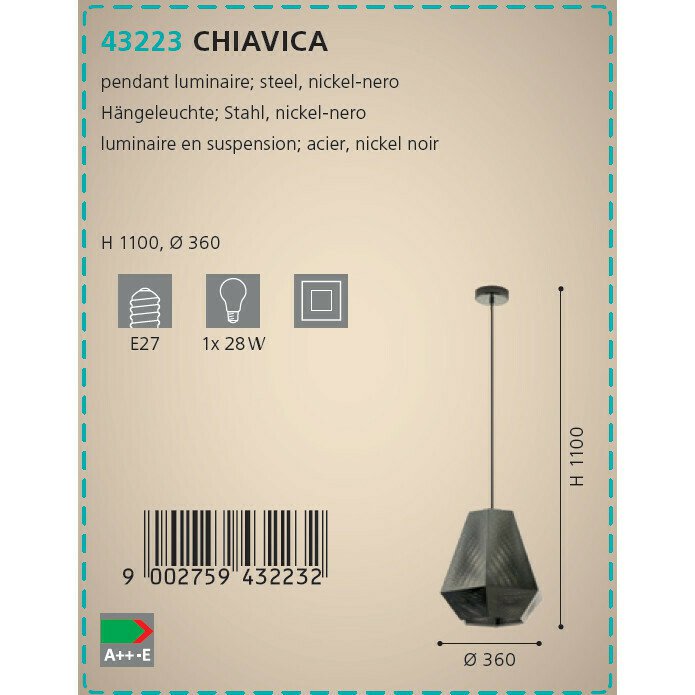 Подвесной светильник Chiavica черного цвета - лучшие Подвесные светильники в INMYROOM