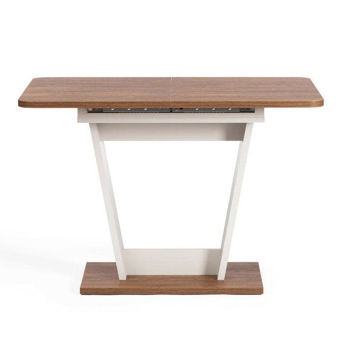 Раздвижной обеденный стол Fox бело-коричневого цвета - лучшие Обеденные столы в INMYROOM