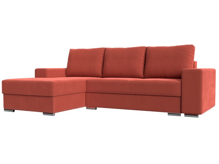 Угловой диван-кровать Дрезден кораллового цвета левый угол