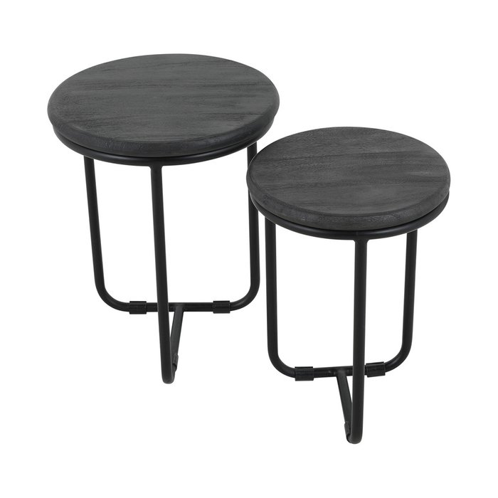 Набор из двух кофейных столиков Рави серого цвета - купить Кофейные столики по цене 6900.0