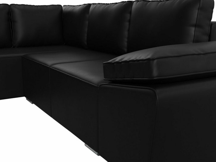 Угловой диван-кровать Хьюго черного цвета (экокожа) левый угол - лучшие Угловые диваны в INMYROOM