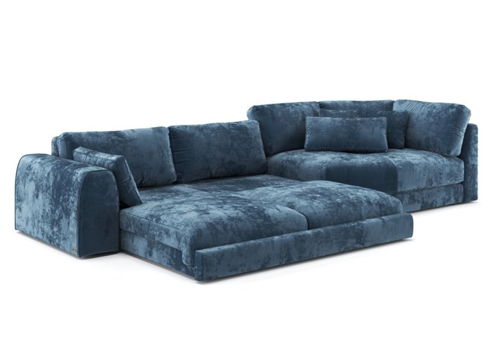 Диван-кровать Island синего цвета с правым шезлонгом - лучшие Прямые диваны в INMYROOM