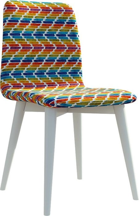 Кухонный стул Архитектор в ткани Tuscan с ножками белого цвета
