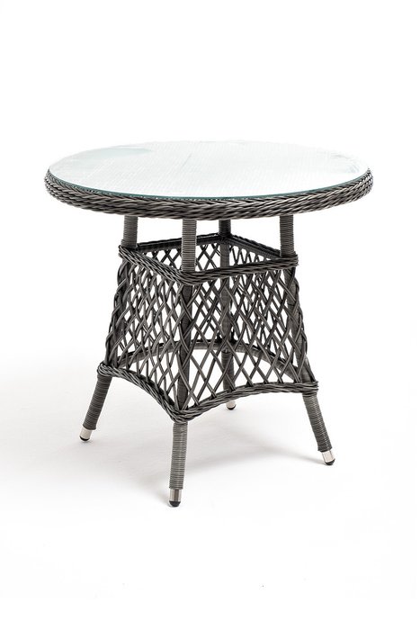 Плетенный стол Эспрессо D80 графитового цвета - лучшие Садовые столы в INMYROOM