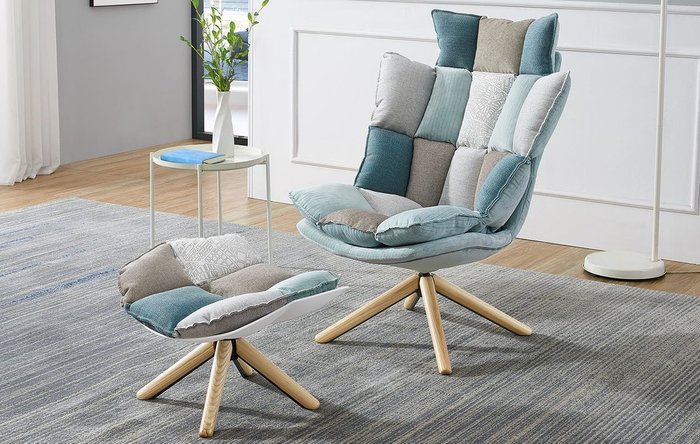 Кресло Husk серо-голубого цвета - купить Интерьерные кресла по цене 53998.0