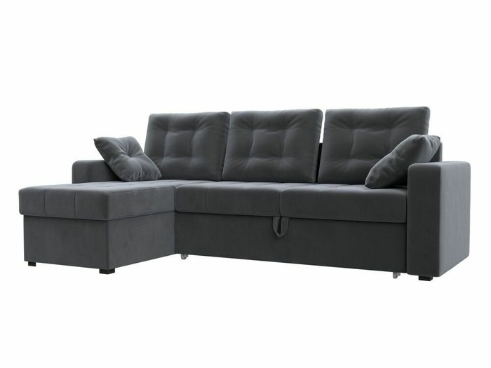 Угловой диван-кровать Камелот серого цвета левый угол