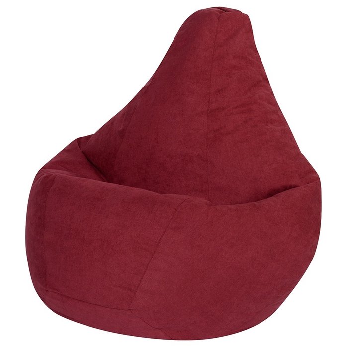 Кресло-мешок Груша 2XL в обивке из велюра бордового цвета