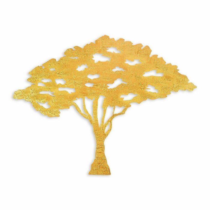 Настенный декор ручной работы Дерево 46х105 из металла золотого цвета