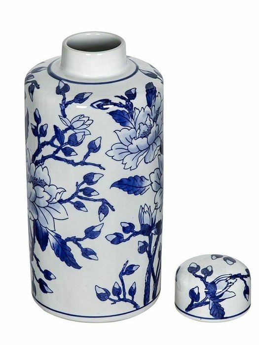 Фарфоровая ваза M бело-синего цвета - лучшие Вазы  в INMYROOM