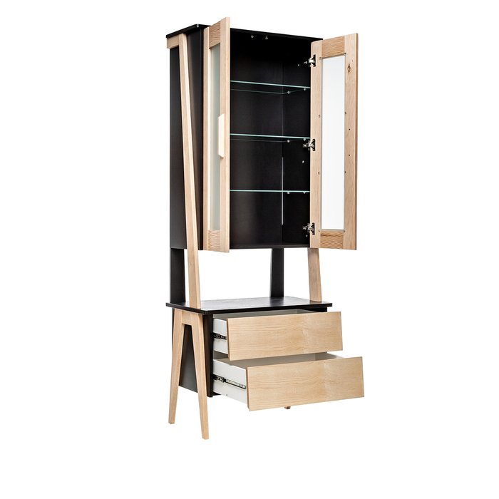 Шкаф-витрина Сканди-2 черно-бежевого цвета - лучшие Шкафы витринные в INMYROOM