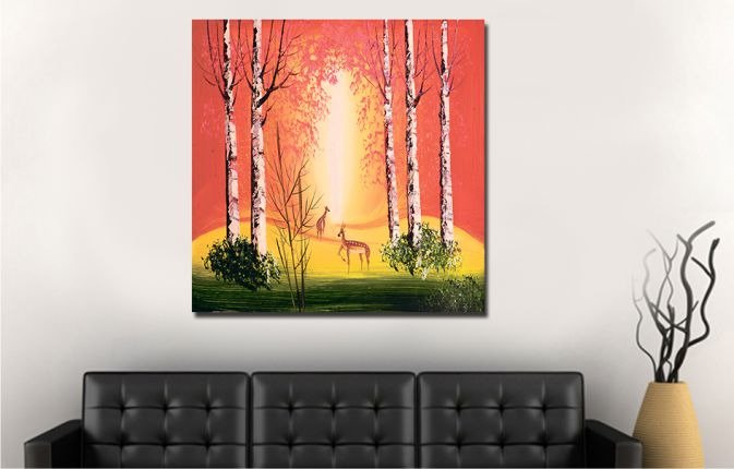 Декоративная картина: Олени на закате - купить Принты по цене 3190.0
