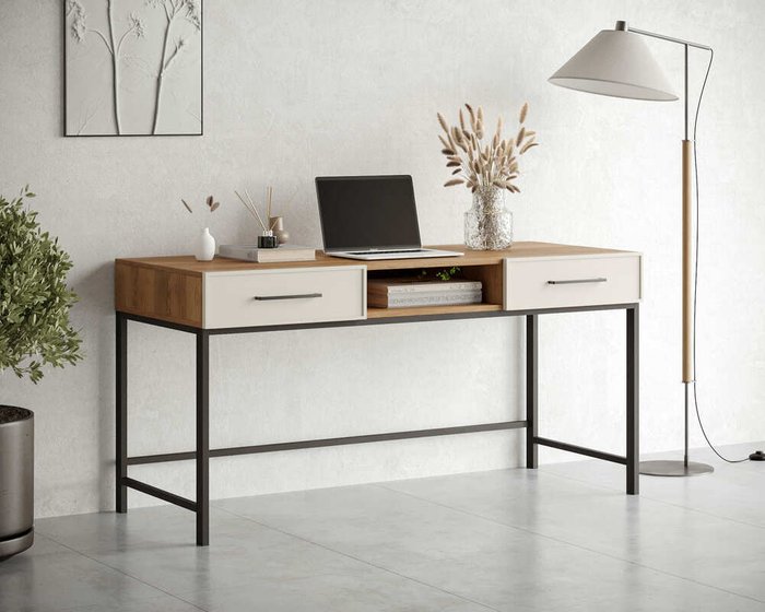 Письменный стол Nicole коричнево-белого цвета - лучшие Письменные столы в INMYROOM