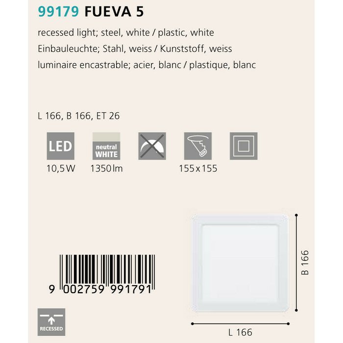 Светильник точечный Eglo Fueva 5 99179 - купить Накладные споты по цене 1990.0