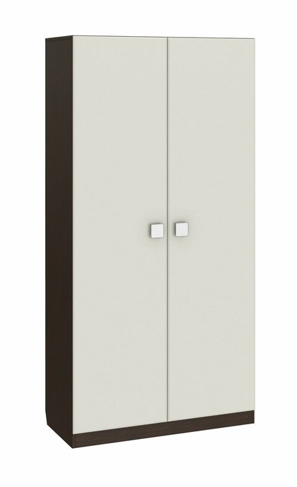Шкаф-пенал двухдверный Анастасия темно-коричневого цвета с серыми фасадами