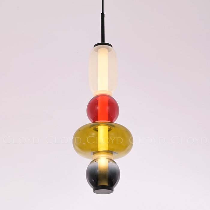 Подвесной светильник Cloyd SUPERNOVA-A P1 / выс. 55 см - 4 яруса - черный - красн. стекло Подвесной светильник Cloyd SUPERNOVA-A P1 / выс. 55 см - 4 яруса - черный - красн. стекло