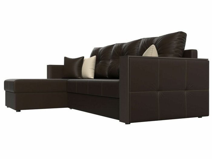 Угловой диван-кровать Валенсия коричневого цвета (экокожа) левый угол - лучшие Угловые диваны в INMYROOM