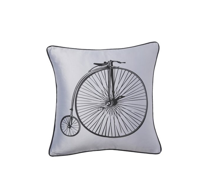 Подушка с принтом Retro Bicycle Grey 