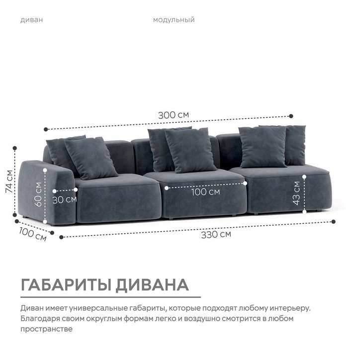 Модульный диван Норд темно-серого цвета - лучшие Прямые диваны в INMYROOM