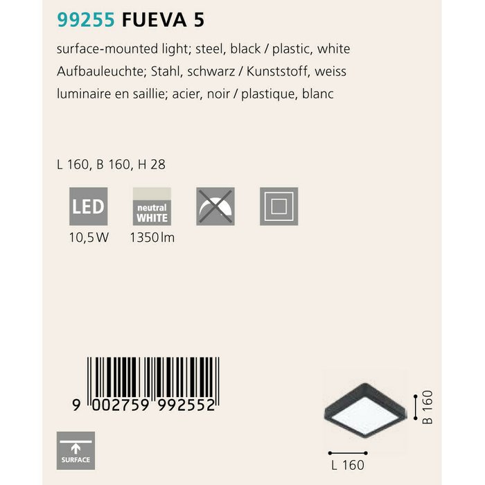 Светильник точечный Fueva черно-белого цвета  - купить Потолочные светильники по цене 1990.0