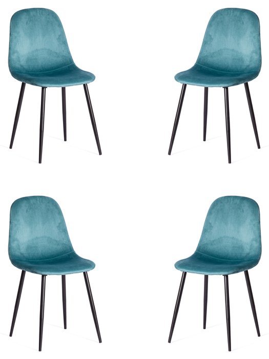 Набор из четырех стульев Breeze темно-бирюзового цвета
