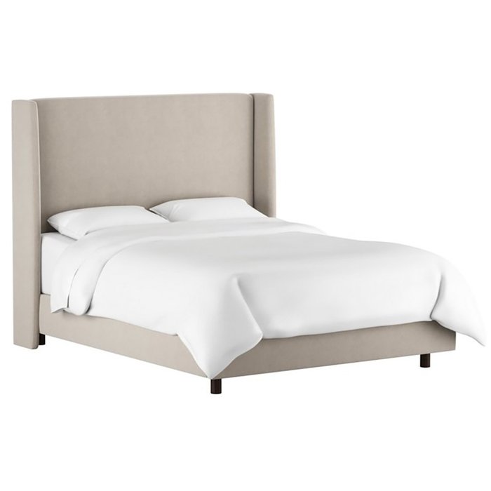 Кровать Kelly Wingback Gray Velvet бежевого цвета 180х200 - купить Кровати для спальни по цене 102000.0