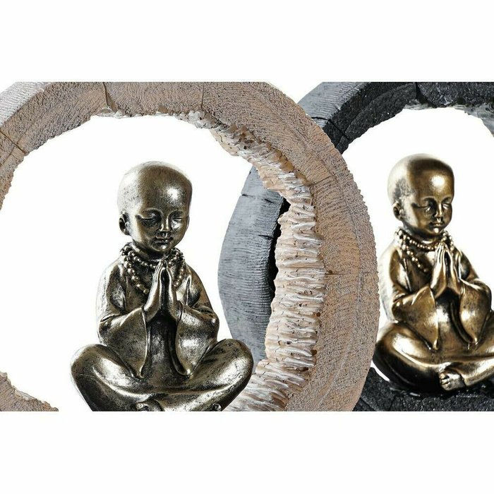 Декоративная фигура Чёрный Позолоченный Монах Восточный 20,8 x 6,5 x 18,5 cm (2 штук) - лучшие Фигуры и статуэтки в INMYROOM