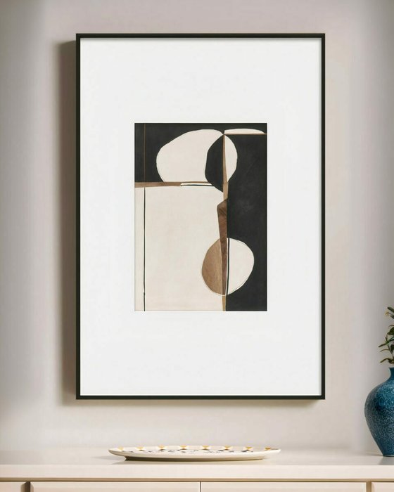 Интерьерный постер Black beige abstraction 50х70 бежево-черного цвета - лучшие Картины в INMYROOM