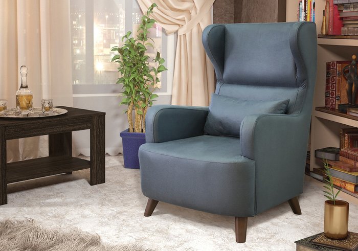 Кресло Меланж в обивке сине-серого цвета - лучшие Интерьерные кресла в INMYROOM