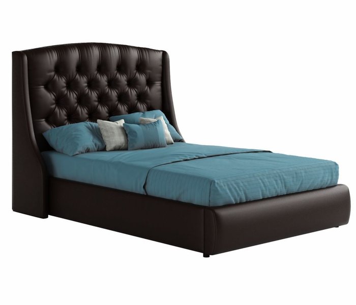Кровать Стефани 140х200 с подъемным механизмом темно-коричневого цвета