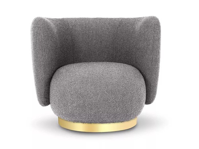 Кресло вращающееся Lucca серого цвета с золотым основанием - купить Интерьерные кресла по цене 69660.0