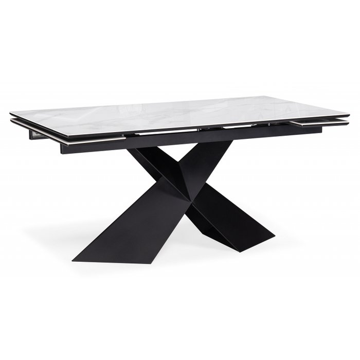 Раздвижной обеденный стол Хасселвуд 90х160 черно-белого цвета