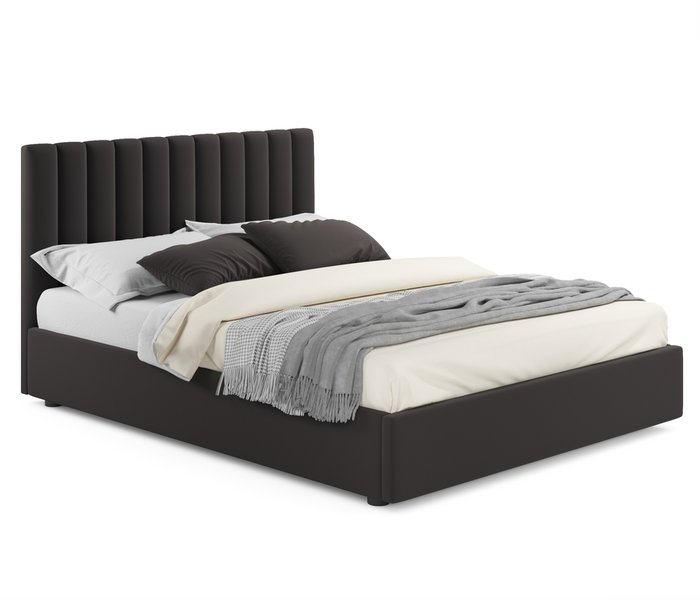 Кровать Olivia 140х200  коричневого цвета с ортопедическим основанием
