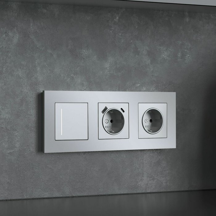 W0032965/ Рамка на 3 поста Slab (серебро матовый) W0032965 Slab серебро матовый - купить Розетки по цене 1400.0 W0032965/ Рамка на 3 поста Slab (серебро матовый) W0032965 Slab серебро матовый - купить Розетки по цене 1400.0