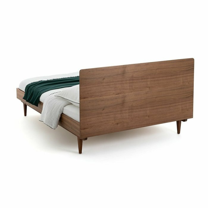 Кровать в винтажном стиле из орехового дерева с кроватным основанием Dalqui 140x190 коричневого цвета - лучшие Кровати для спальни в INMYROOM