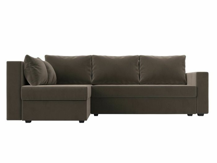 Угловой диван-кровать Мансберг коричневого цвета левый угол - купить Угловые диваны по цене 42999.0