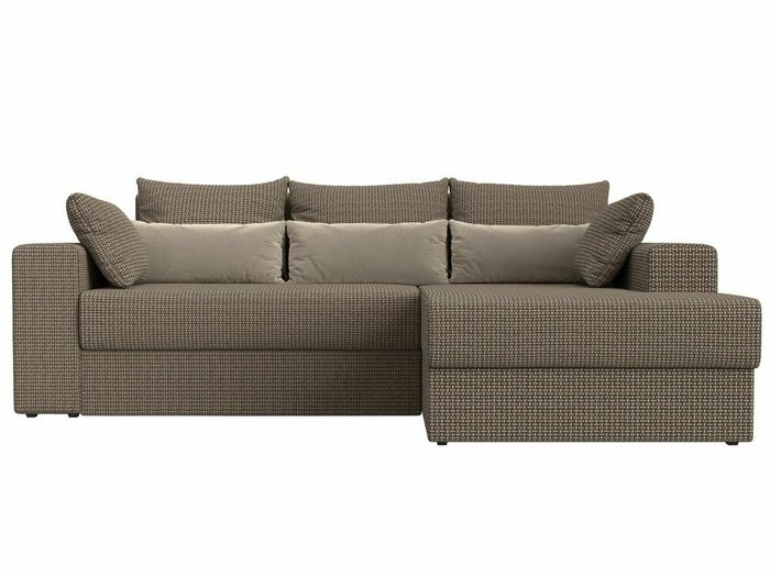 Угловой диван-кровать Майами бежево-коричневого цвета правый угол - купить Угловые диваны по цене 49999.0