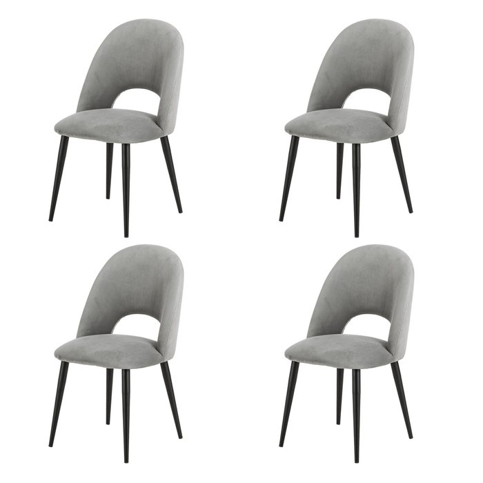  Набор из четырех стульев Pina светло-серого цвета