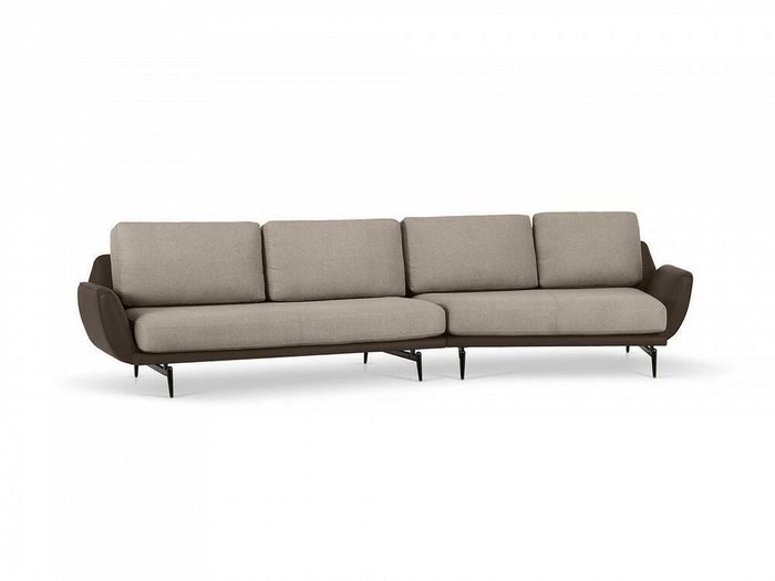 Угловой диван правый Ispani коричнево-бежевого цвета - лучшие Угловые диваны в INMYROOM