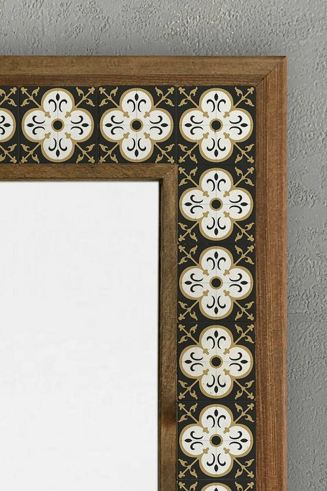 Настенное зеркало 43x63 с каменной мозаикой черно-белого цвета - купить Настенные зеркала по цене 22495.0