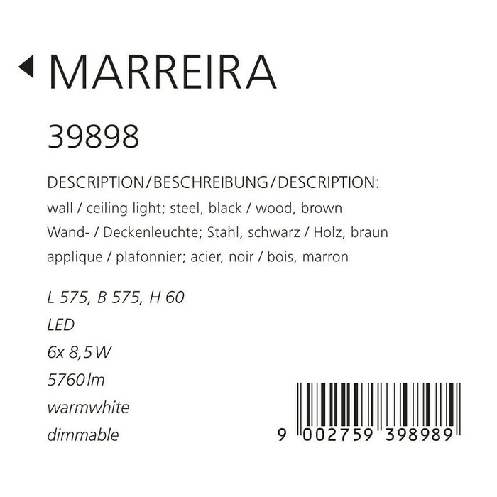 Светильник потолочный Eglo Marreira 39898 - лучшие Потолочные люстры в INMYROOM