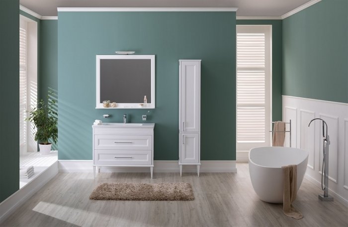 Шкаф-пенал Бостон белого цвета - купить Пеналы для ванной комнаты по цене 54454.0