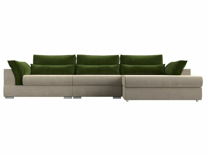 Угловой диван-кровать Пекин Long бежево-зеленого цвета угол правый - купить Угловые диваны по цене 109999.0