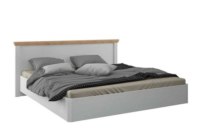 Кровать Магнум 160х200 бело-серого цвета с подъемным механизмом
