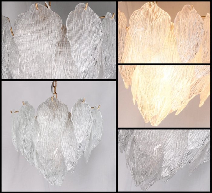 Подвесной светильник с плафоном из прозрачных стеклянных листьев - купить Подвесные люстры по цене 54340.0