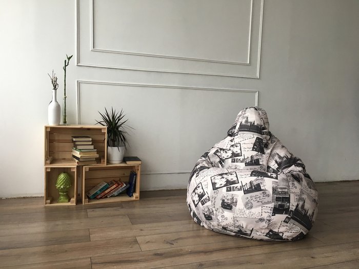 Кресло-мешок Груша 2XL Лондон бежево-серого цвета  - лучшие Бескаркасная мебель в INMYROOM
