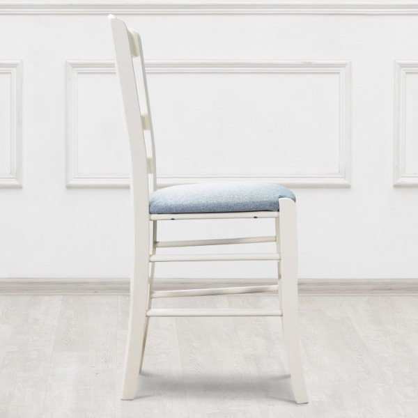 Стул Venecia из массива бука белого цвета и сидушкой голубого цвета - купить Обеденные стулья по цене 4320.0