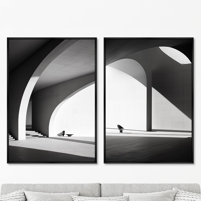 Набор из двух репродукций картин Architecture, curves of arches, 2024г. - купить Картины по цене 49998.0